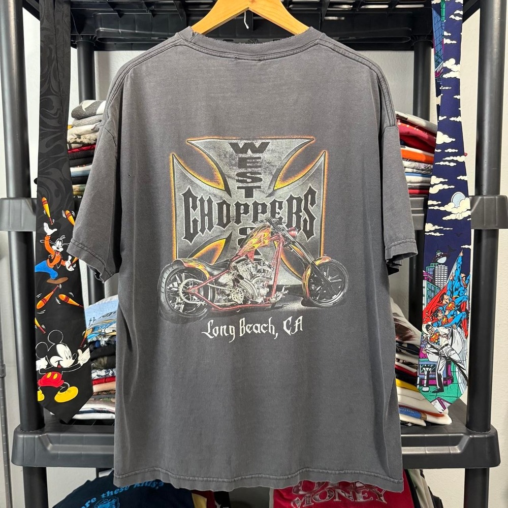 Vintage West Coast Choppers Long Beach CA Motorcycle T-Shirt Thrashed Worn 2XL